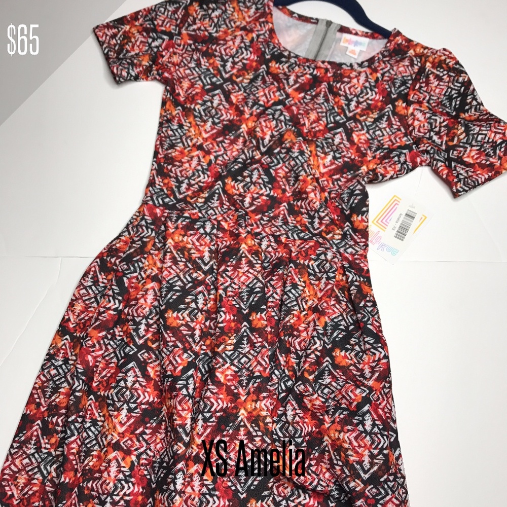 LuLaRoe Amelia Dress Pockets Pleats
